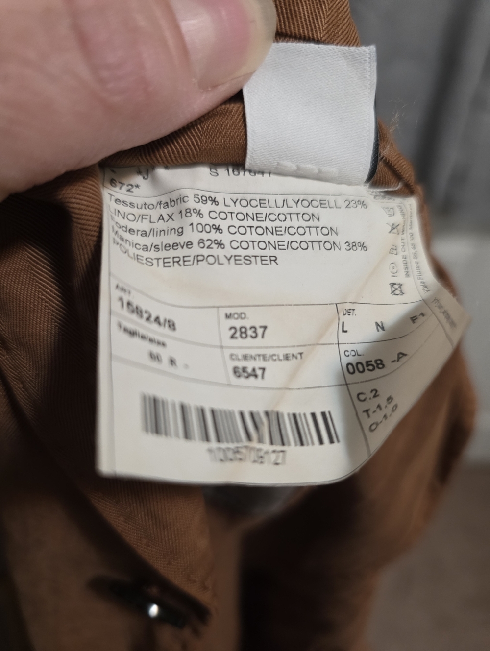 L.B.M. 1911 | Brown Linen Cotton Blazer Made in Italy – Men’s 50R - Picture 10 of 13